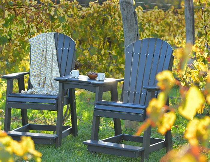 Luxcraft Recycled Plastic Counter Height Adirondack Chair Set - Outdoor Patio, Garden, Balcony Furniture for Relaxing & Entertaining