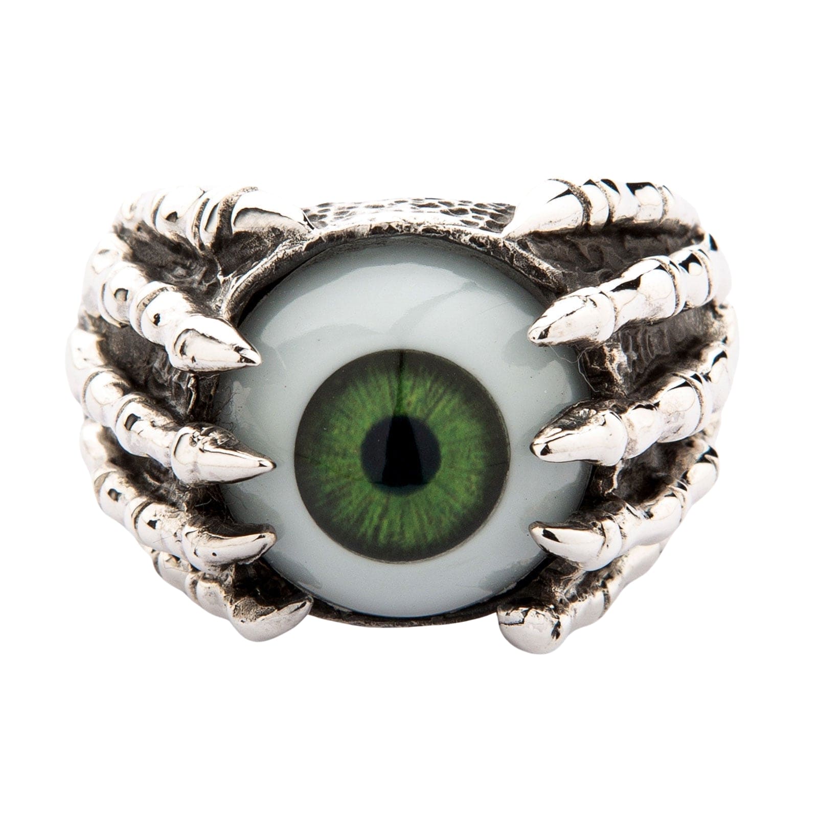 Gothic Green Eye Claw Ring - Sterling Silver Jewelry for Women - Perfect for Halloween, Cosplay, and Dark Fashion Accessories