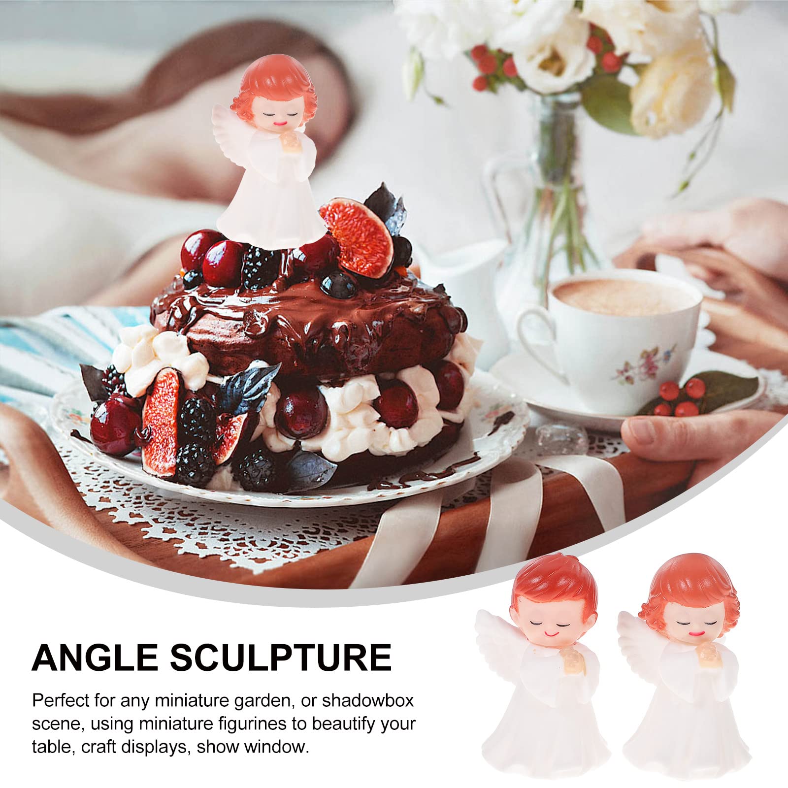 NUOBESTY Resin Angel Cake Toppers - Boy & Girl Figurine Statues for Birthday & Wedding Decor (2-Piece Set) | Elegant Cake & Table Decoration for Parties, Baby Showers & Anniversaries