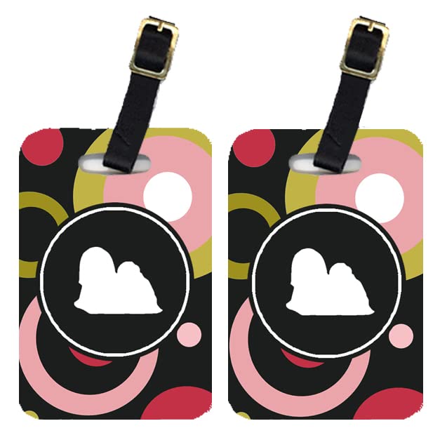 Carolines Treasures 2-Pack Large Multicolor Lhasa Apso Dog Breed Luggage Tags - Perfect for Travel, Suitcases & Pet Identification