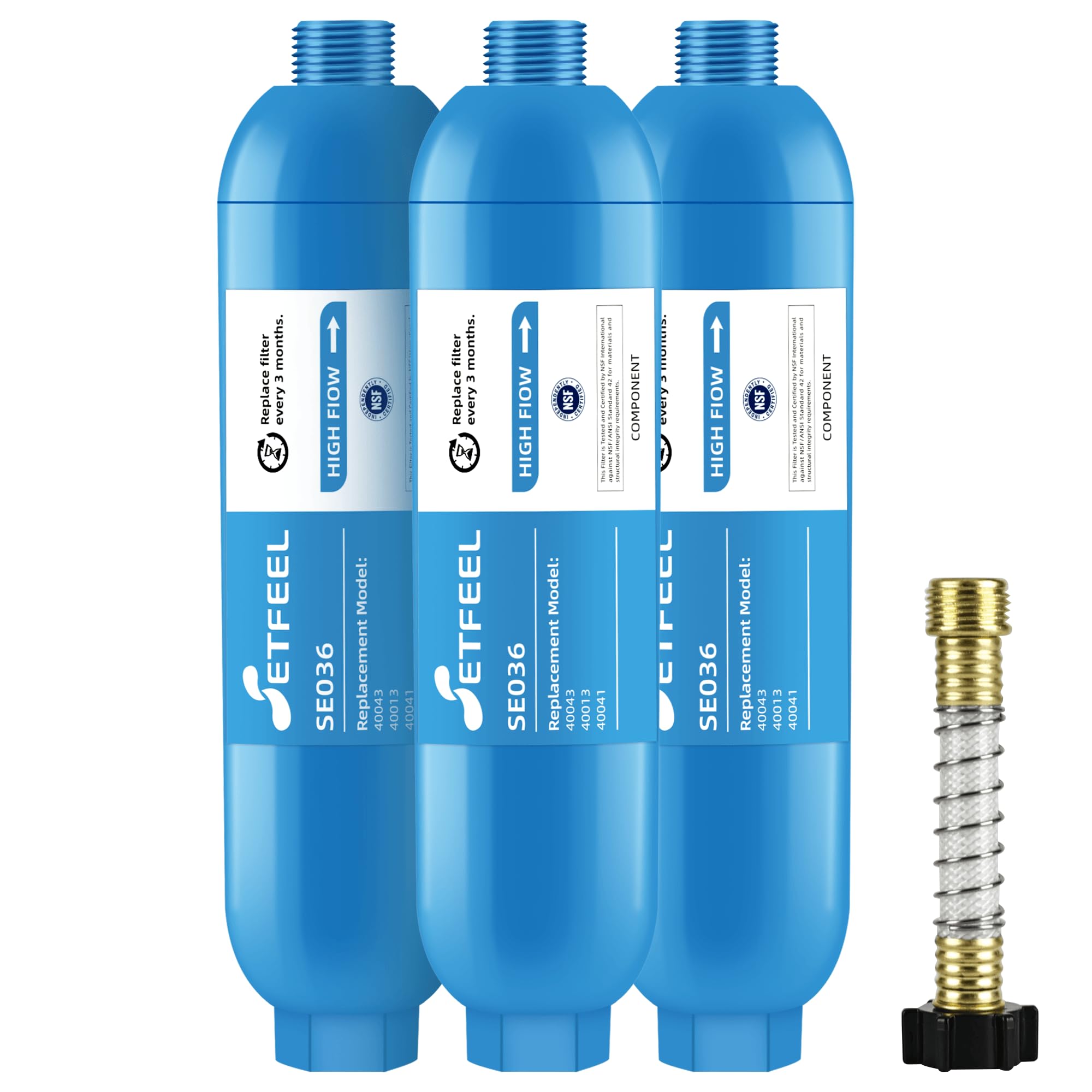 NSF Certified RV Inline Hose Water Filter 3-Pack - Reduces Chlorine, Bad Taste & Odor in Drinking Water | Flexible Hose Protectors for RV, Camping & Garden Use | Essential for Clean Water on the Go