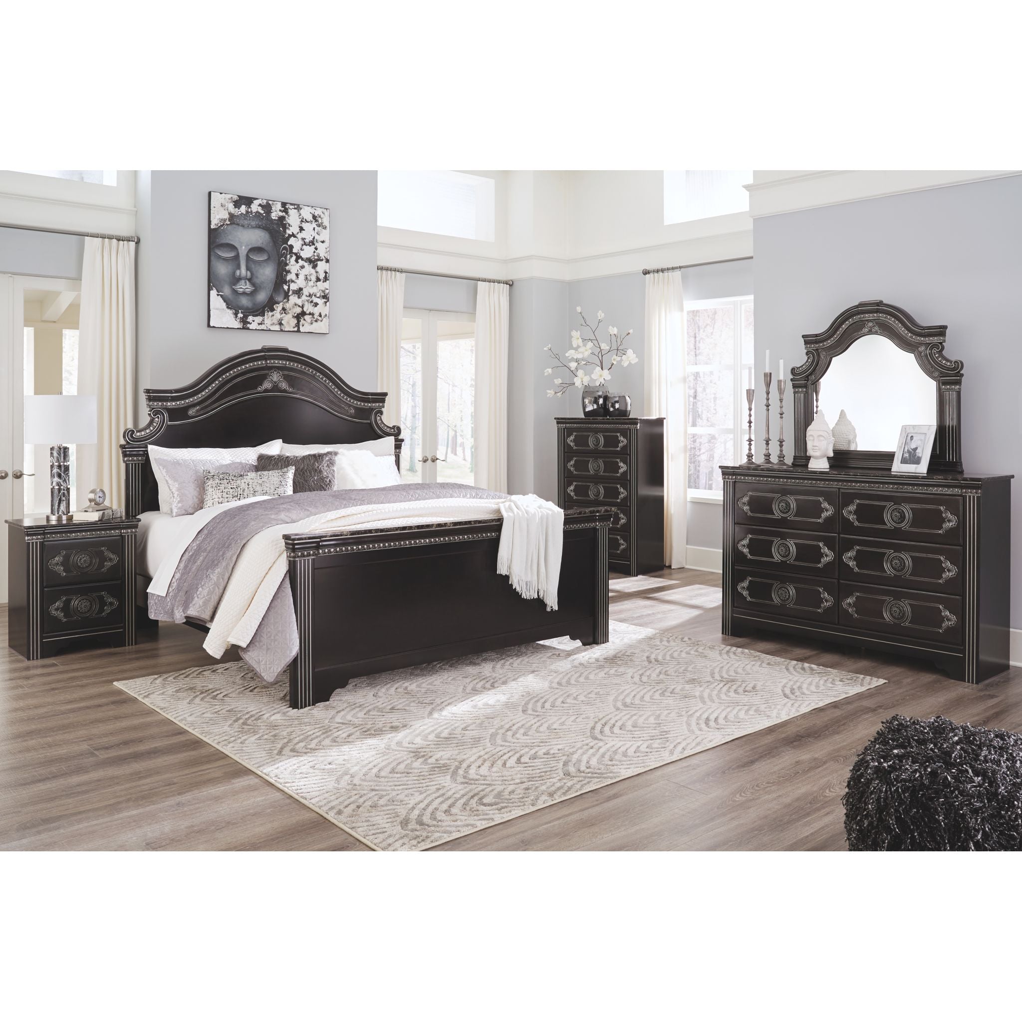 Ashley Necessities 3-Piece Queen Panel Bed Frame - Modern Wooden Bedroom Furniture Set with Headboard & Footboard - Perfect for Master Bedrooms, Guest Rooms & Small Spaces