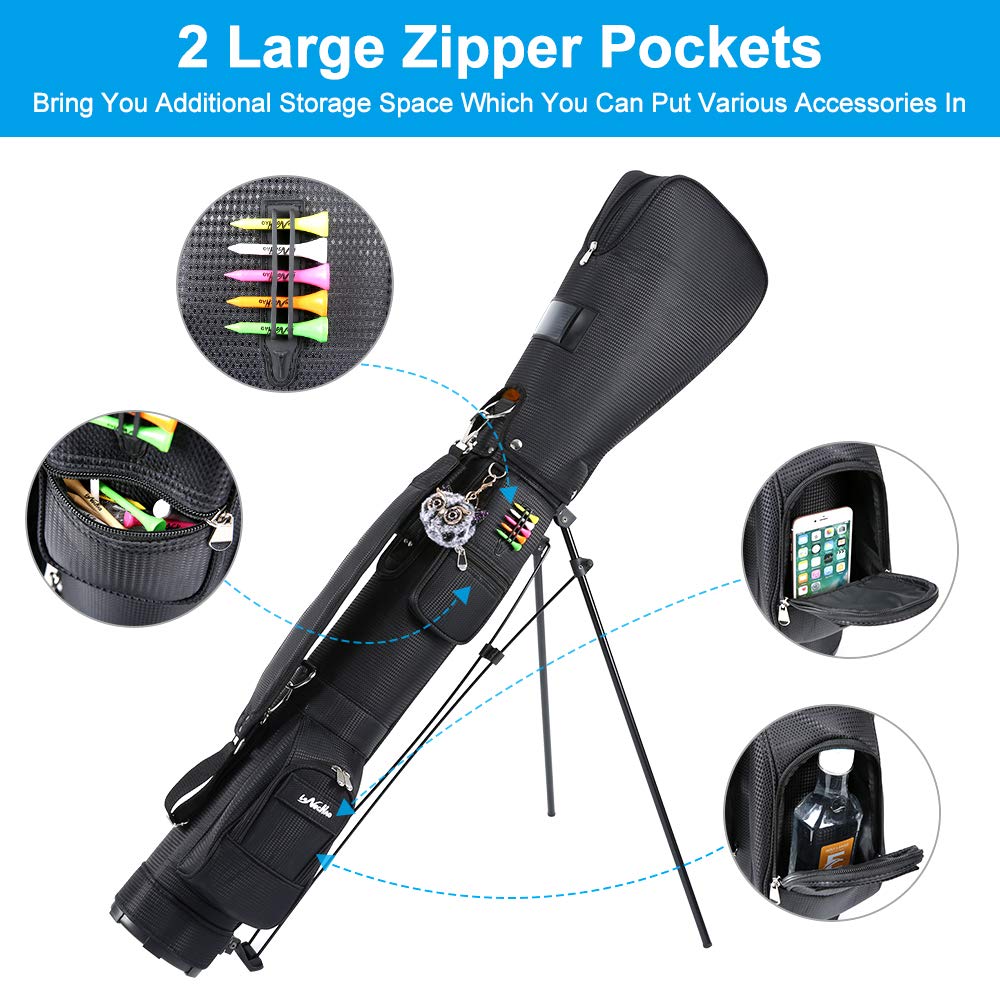 Sunday Golf Stand Bag with Travel Shoulder Strap - Lightweight Carry Golf Bag for Men & Women - Perfect for Weekend Golfing, Travel & Practice Sessions