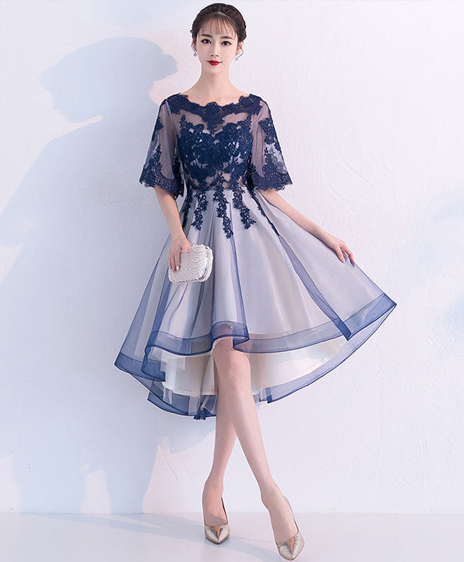 Elegant Blue Lace Tulle Short Prom Dress | Homecoming Party Gown | Perfect for Dances, Weddings & Special Occasions