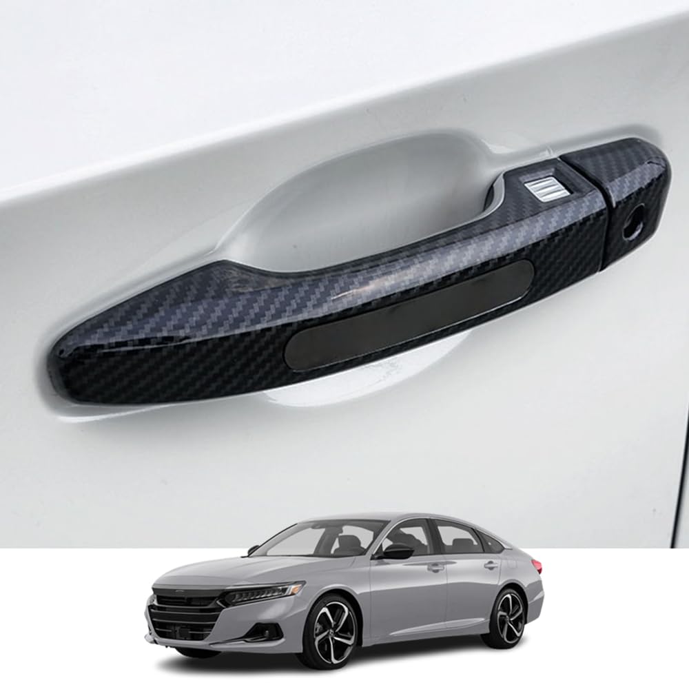 Kakash ABS Carbon Fiber Door Handle Cover Trims for Honda Accord 2018-2022 (10th Gen) - 8PCS Set with Smart Auto Lock Holes | Exterior Accessories & Door Protectors | Perfect for Car Detailing, Customization & Vehicle Protection
