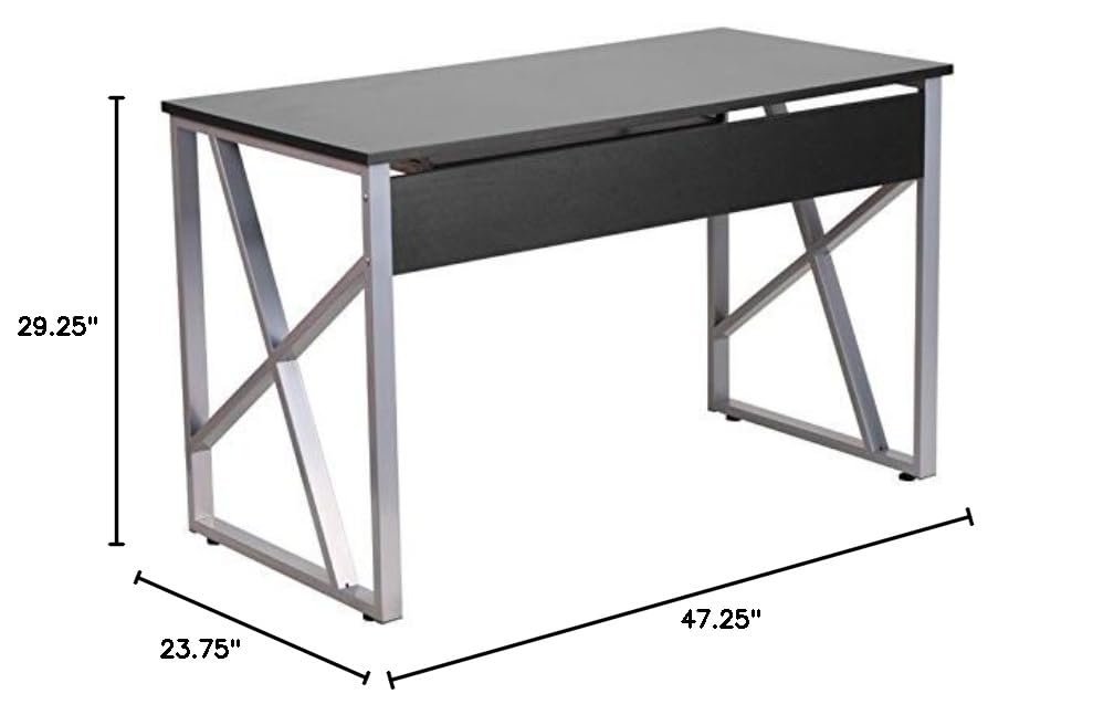 BOWERY HILL Modern Black Laminate Computer Desk - Home Office Desk with Durable Finish for Work & Study | Perfect for Small Spaces & Remote Work Setup