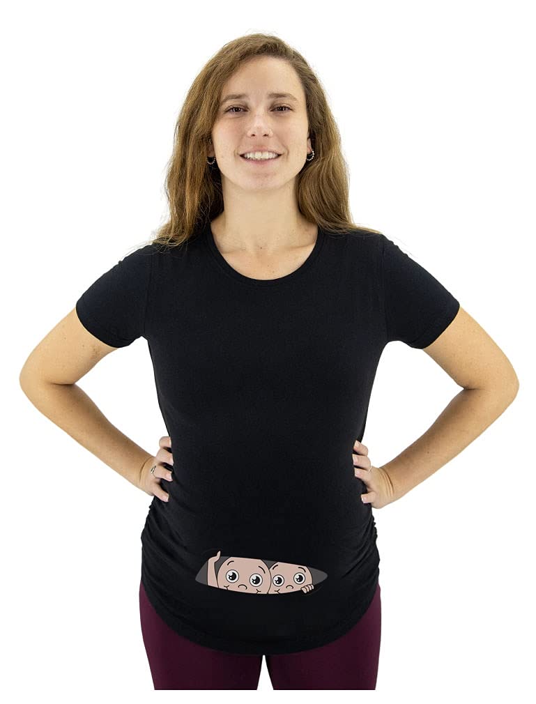 Funny Peekaboo Maternity Shirt for Twin Pregnancy - Cute & Comfortable Mom-to-Be T-Shirt for Baby Showers, Gender Reveals & Maternity Photos