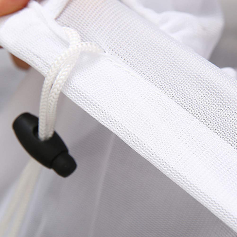 Cabilock 2-Pack Laundry Bags with Drawstring - Mesh Wash Bags for Clothes, Sponge Mops & Floor Cleaning - Reusable Toiletry & Cleaning Storage Bags (White) - Perfect for Travel, Gym & Home Organization