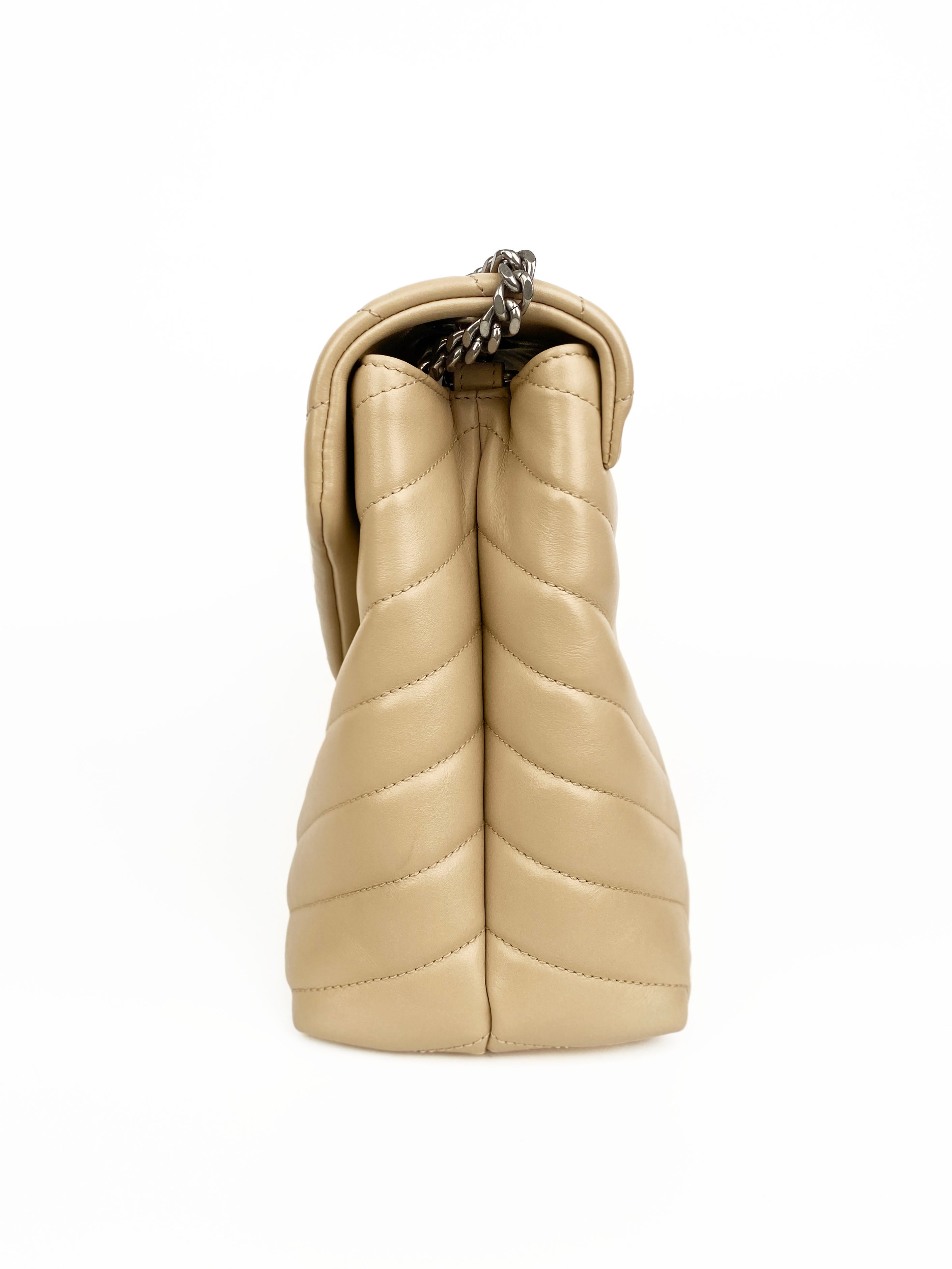 Saint Laurent Medium Beige Loulou Bag - Luxury Designer Shoulder Handbag for Women | Perfect for Work, Evening Events & Everyday Use