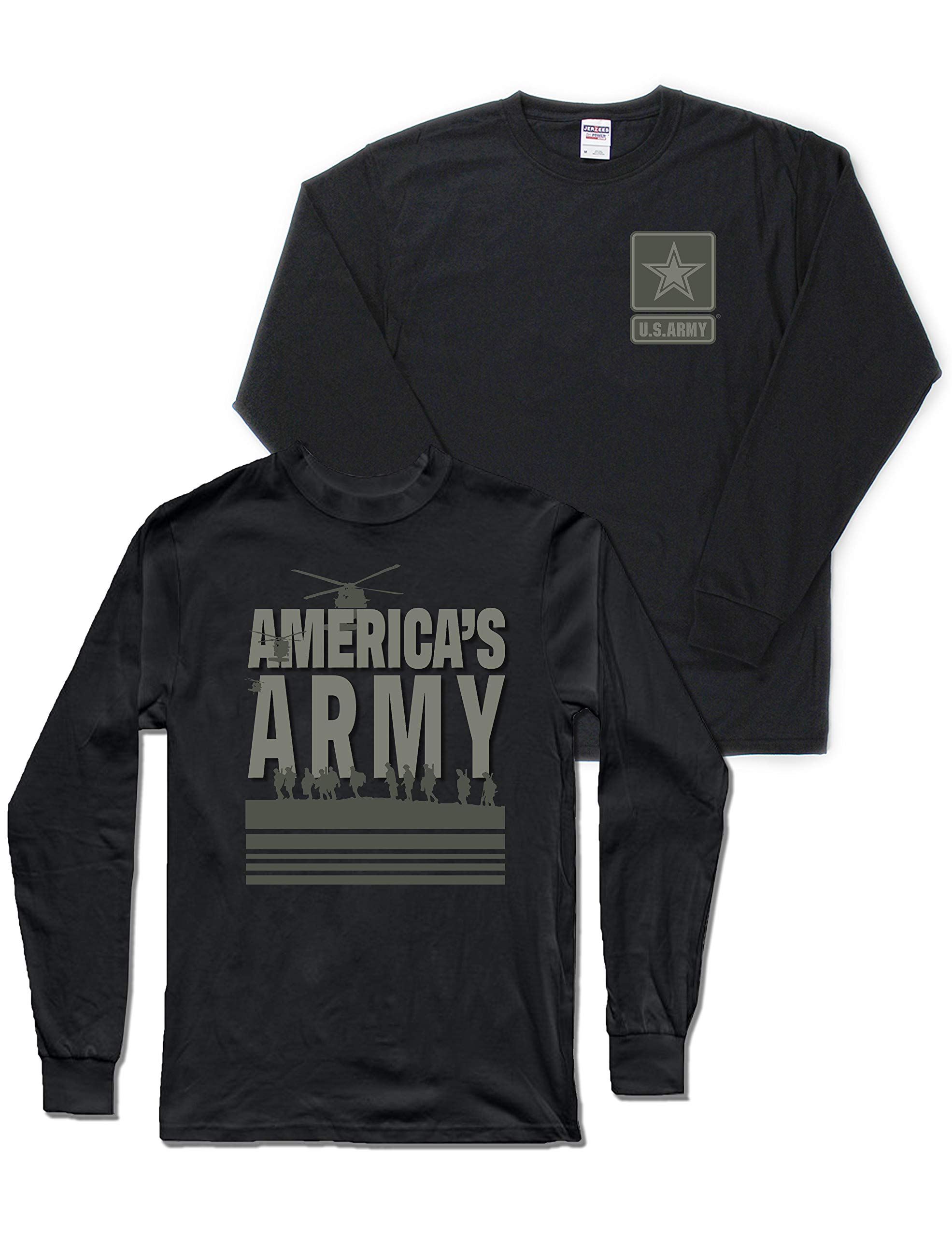USA Army Graphic Long Sleeve T-Shirt - Front & Back Print - Military Apparel for Men - Casual Wear & Patriotic Outfits