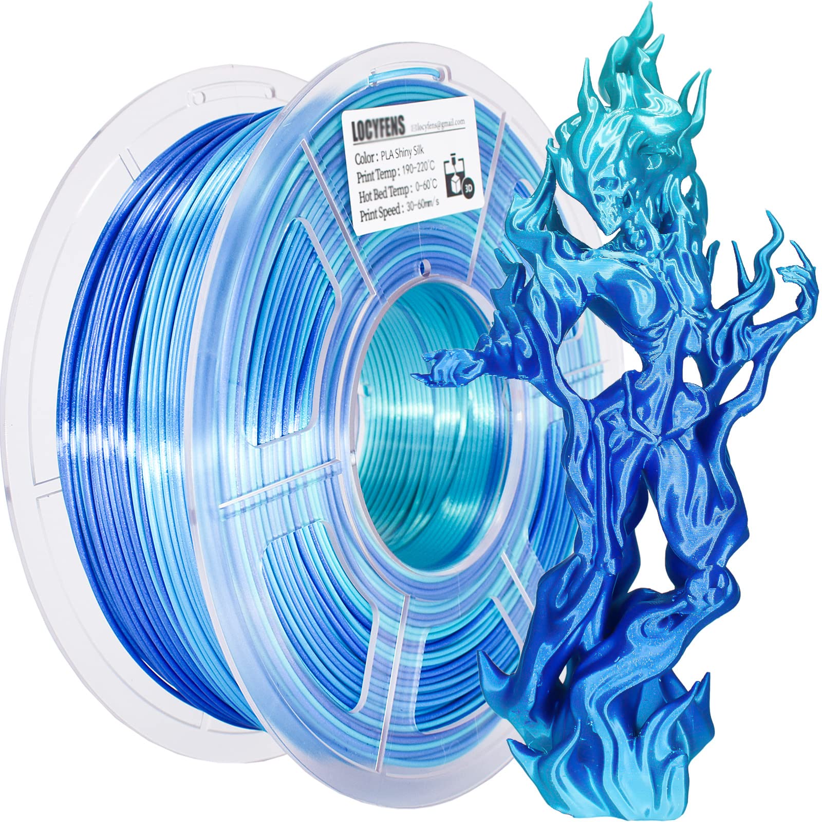 Premium PLA 3D Printer Filament 1.75mm - Silk Green & Shiny Blue, High Precision +/-0.02mm, 1kg/2.2lbs Spool for Smooth 3D Printing - Ideal for DIY Projects, Cosplay Props, and Home Decor Creations