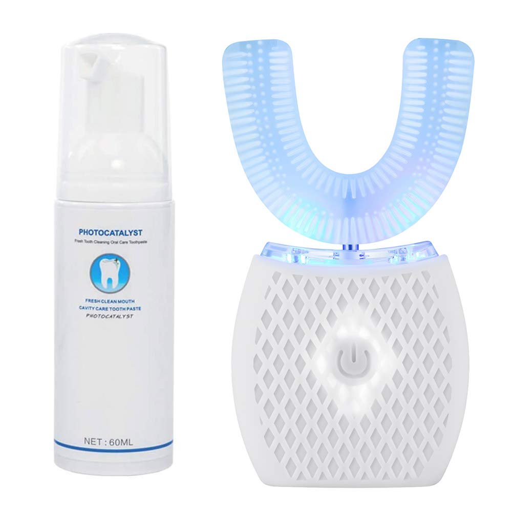 IVYARD Ultrasonic Automatic Electric Toothbrush - 360° Sonic Teeth Whitening Kit with Timer & Wireless Charging | Rechargeable Waterproof Toothbrush for Travel & Home Use (White) | Perfect for Daily Oral Care & On-the-Go Hygiene