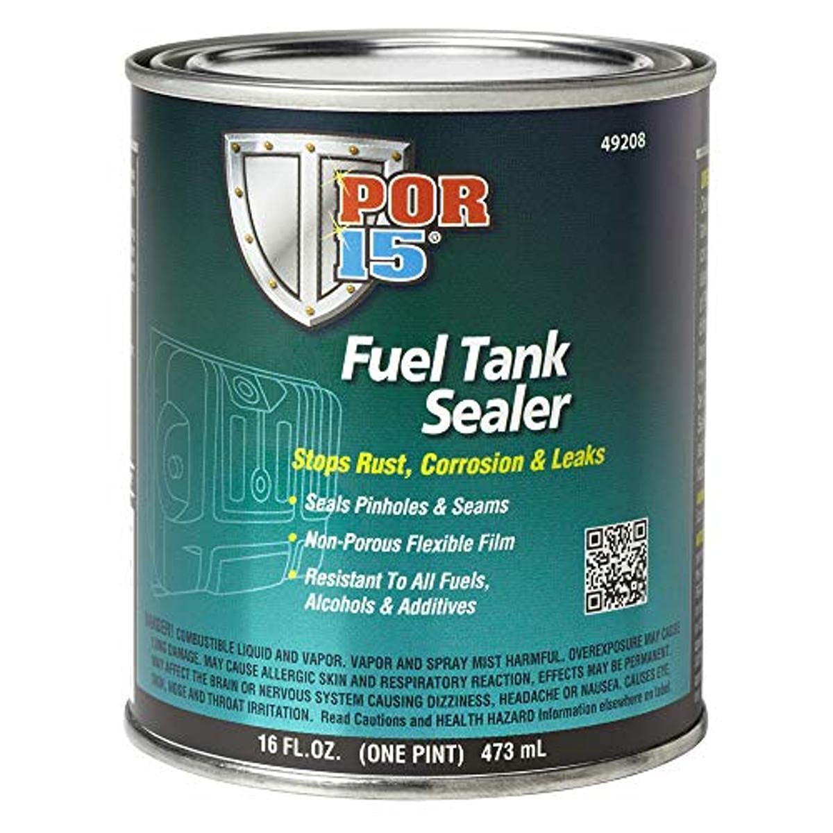 POR-15 Fuel Tank Sealer - Stops Rust, Corrosion & Leaks | Seals Pinholes & Seams | Non-Porous Flexible Coating (16 oz) | Ideal for Automotive, Marine & Motorcycle Fuel Tank Repairs
