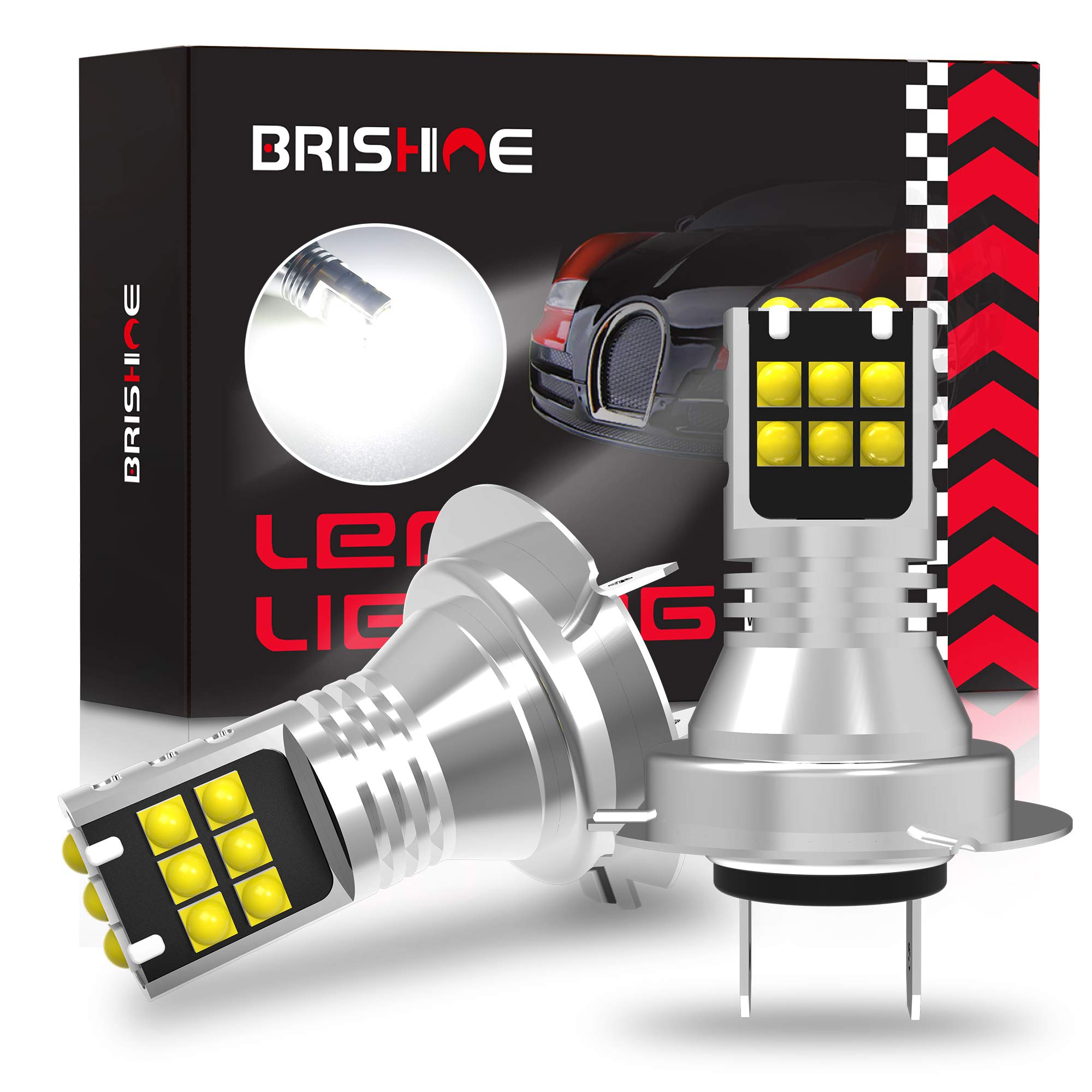 H7 LED Fog Light Bulbs 6000K Xenon White - Super Bright 3030 Chips 64210 LED Bulbs with Projector for Car Fog Lights & DRL (2 Pack) - Perfect for Night Driving, Off-Roading & Enhanced Visibility