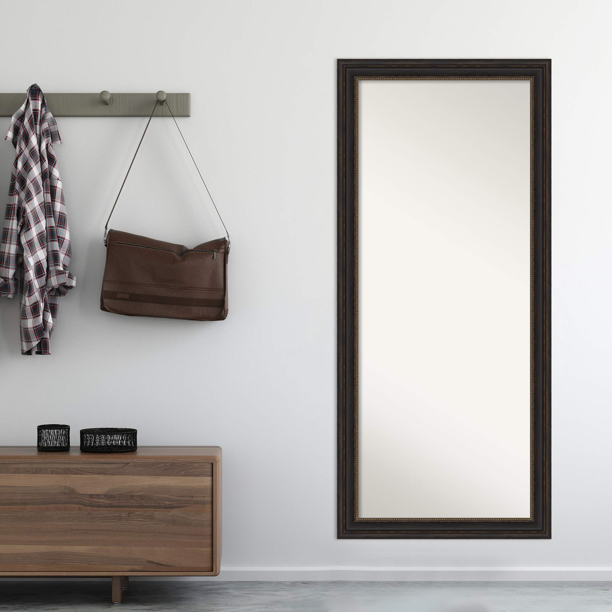 Amanti Art 65x29 Inch Bronze Full Length Mirror - Free Standing or Wall Mounted Traditional Dressing Mirror for Bedroom, Living Room & Entryway Decor - Handcrafted in WI, USA