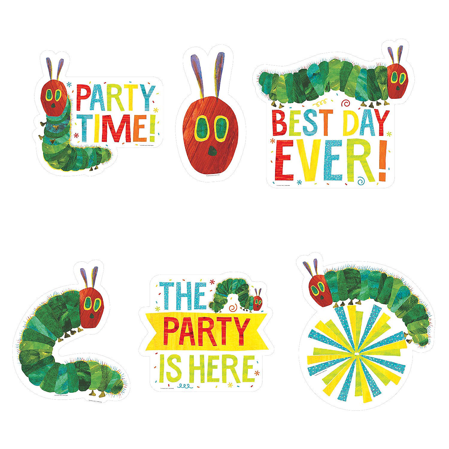Fun Express - The Very Hungry Caterpillar Wall Cutouts - 5-Piece Birthday Party Decor Set for Kids Room, Classroom & Nursery Wall Decoration