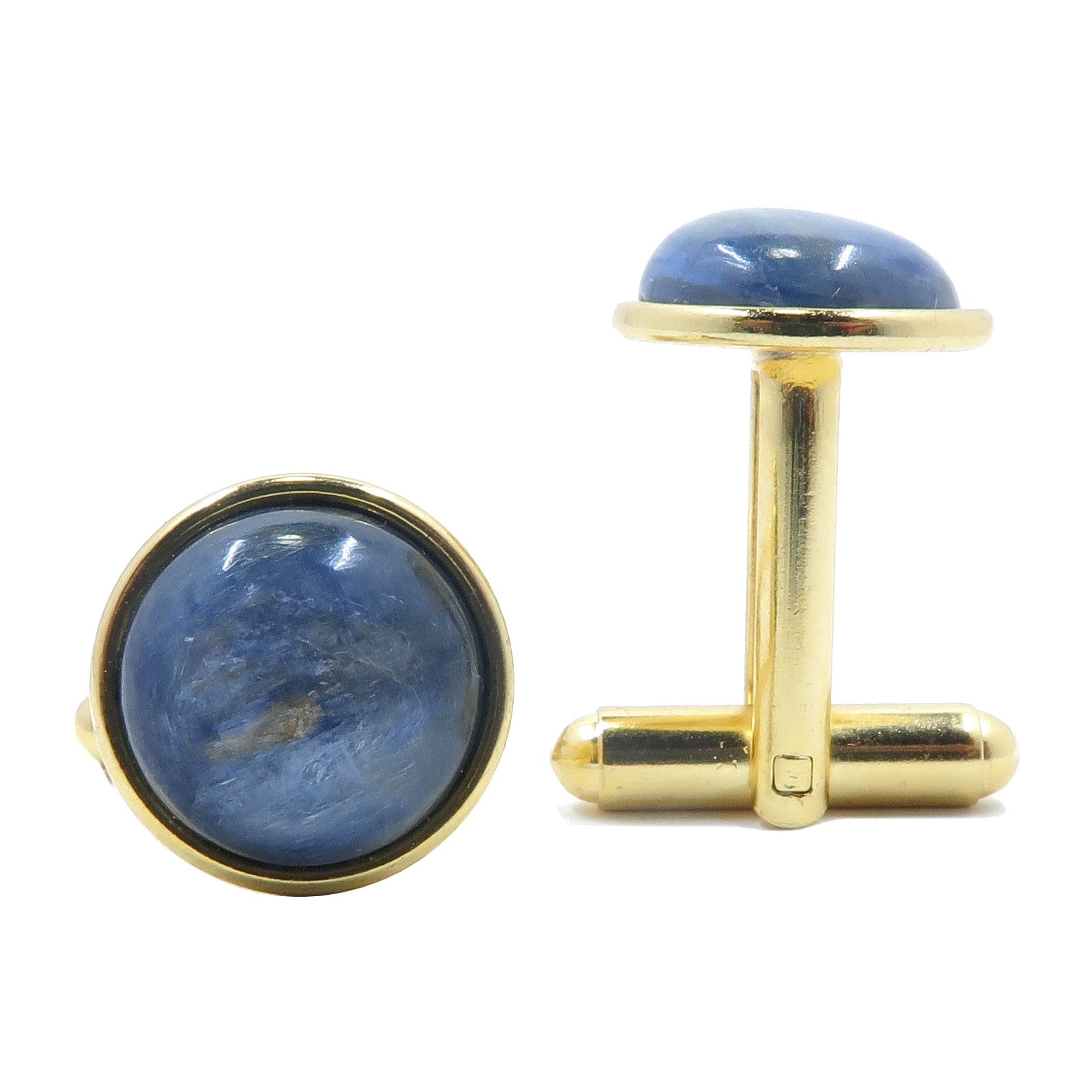 Premium Blue Kyanite Cufflinks for Men - 14K Gold Plated Business & Formal Wear Accessories - Perfect for Weddings, Office Meetings & Special Occasions