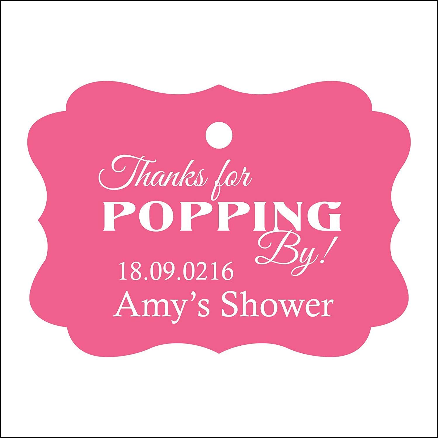 100 PCS Custom Baby Shower Favor Tags with Personalized Quotes - Thank You for Popping by Hang Tags - Perfect for Baby Showers, Gender Reveals & Newborn Celebrations