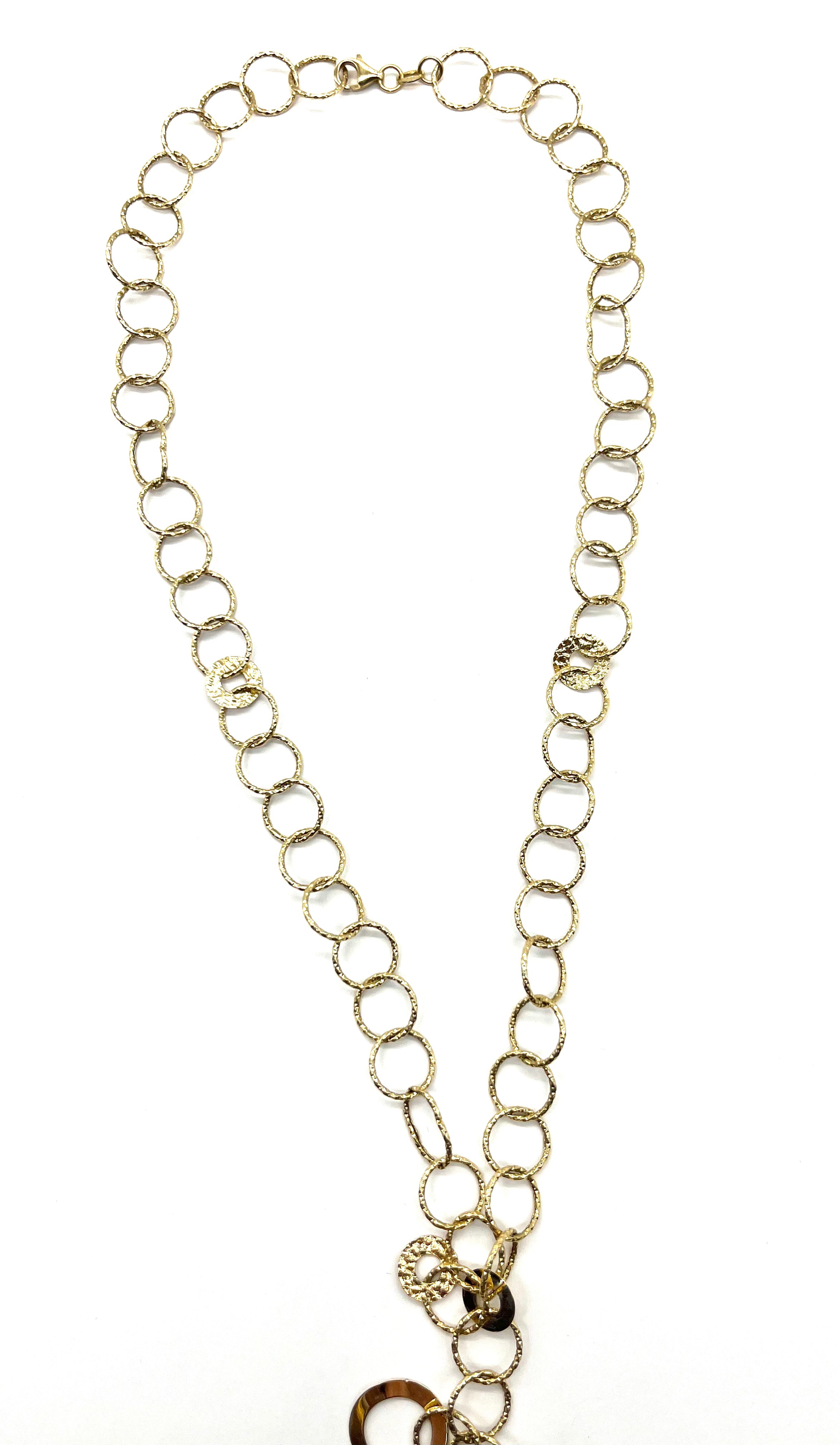 14K Yellow Gold Circle Lariat Necklace for Women - Elegant Layered Dainty Chain Jewelry Gift for Her - Perfect for Date Night, Wedding & Special Occasions