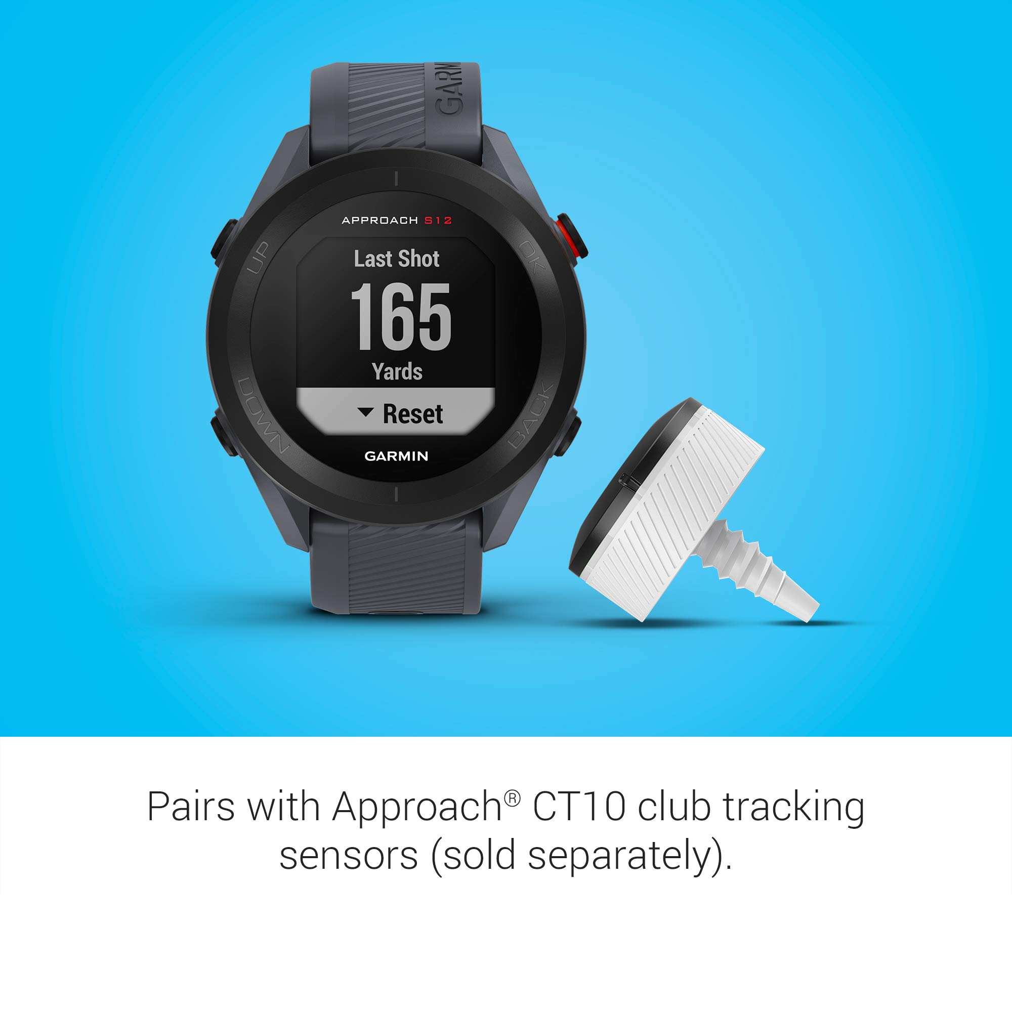 Garmin Approach S12 Golf GPS Watch with 42,000 Preloaded CourseView Maps, Scorekeeping & Sunlight Readable Display - Syncs with Garmin Golf App | Perfect for Tournaments & Practice Rounds | Signature Stand Power Bundle Included
