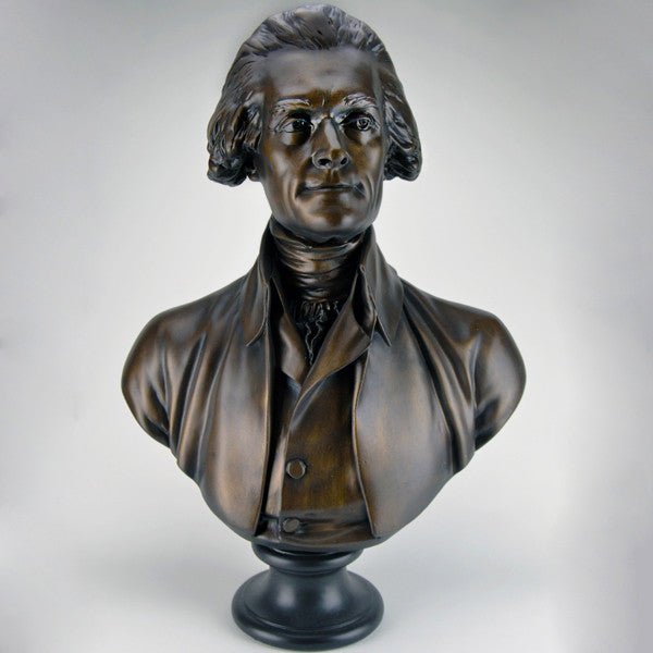 28-Inch Bronze Finish Thomas Jefferson Bust Statue - Classic Home Office Decor, Historical Collectible for Library & Study Room