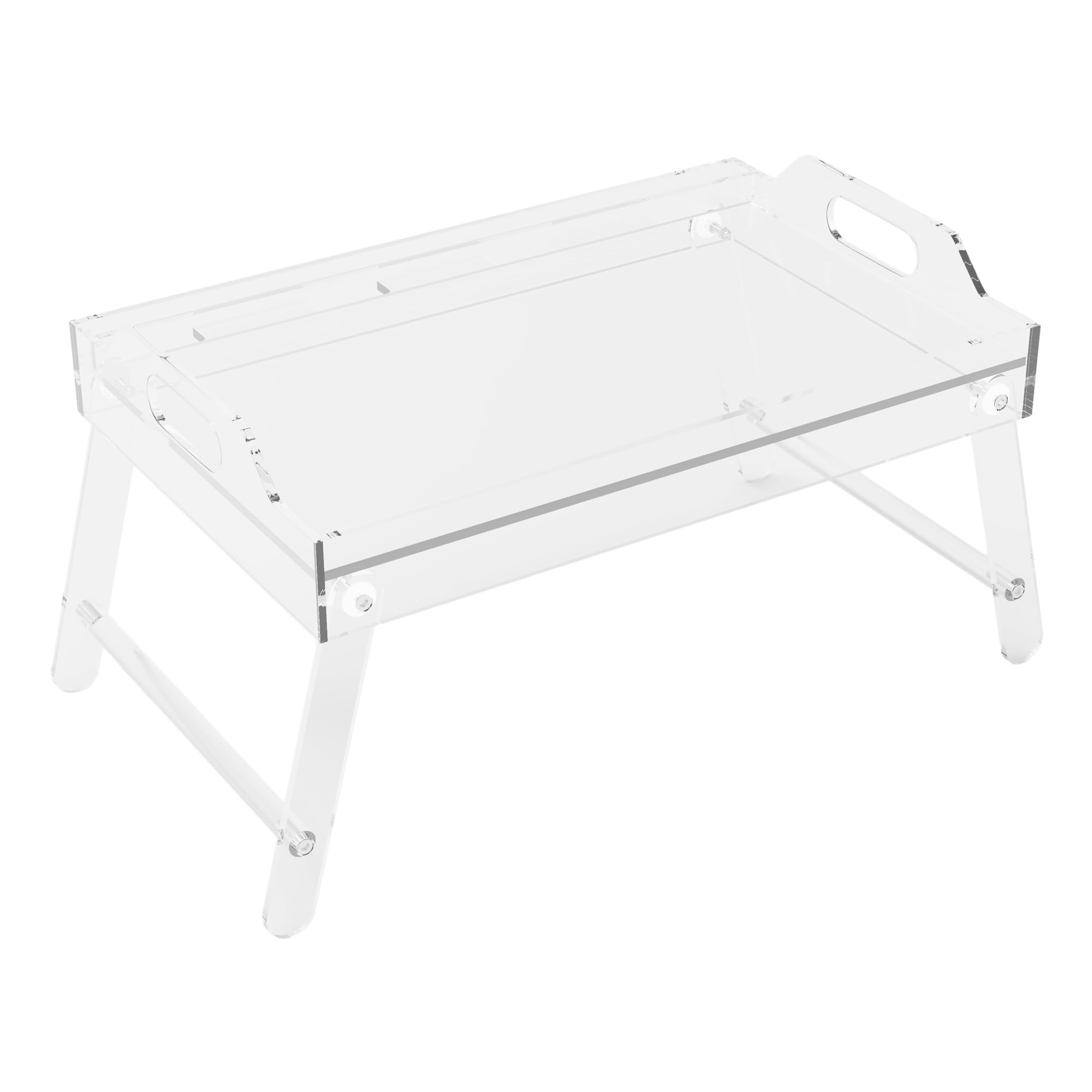 Foldable Laptop Bed Table with Adjustable Legs - Lightweight Acrylic Breakfast Tray with Media Slot & Carry Handles - Perfect for Working, Eating, or Watching Movies in Bed, Sofa, or Living Room