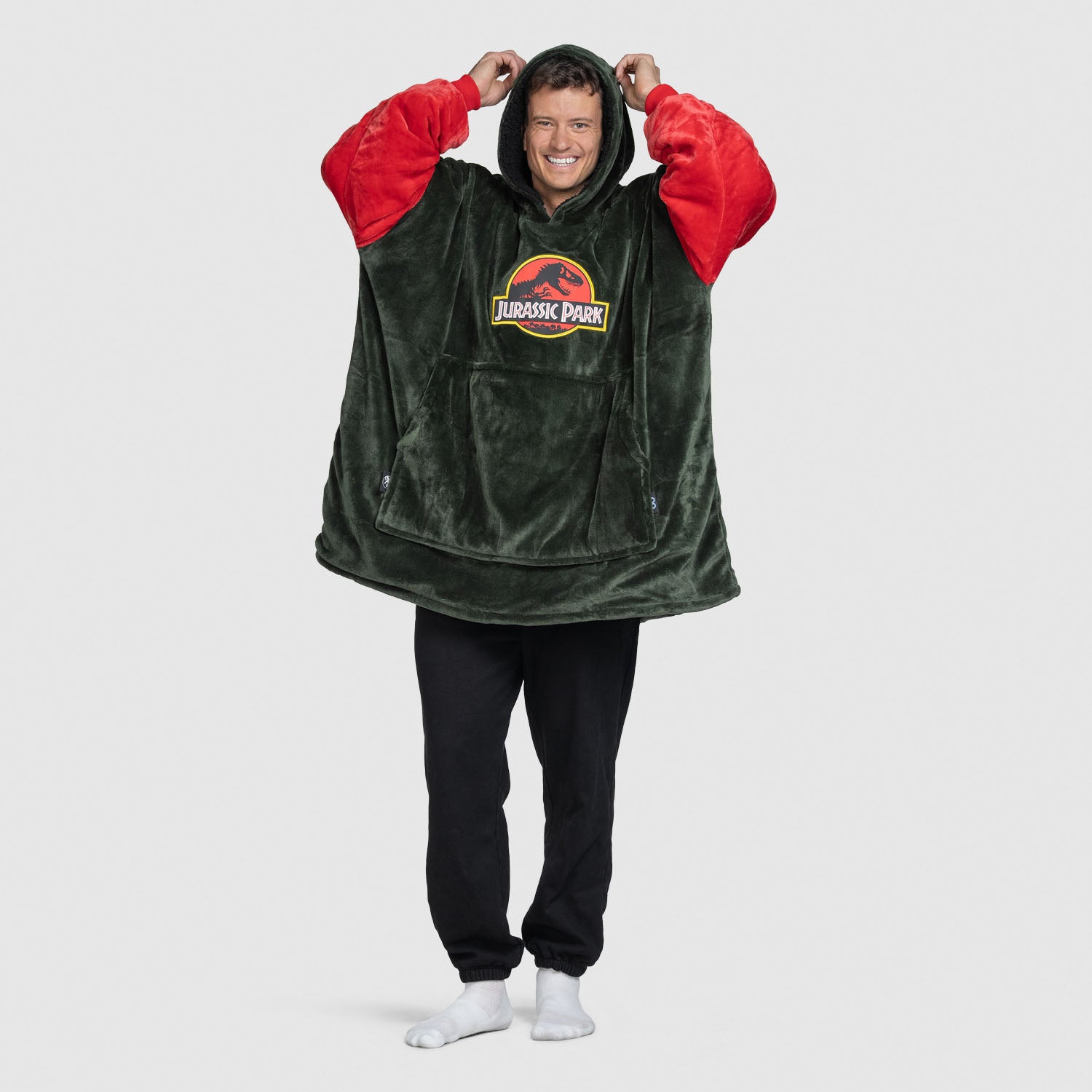 Jurassic Park Oodie - Soft & Cozy Dinosaur Themed Hooded Blanket for Adults & Kids | Perfect for Movie Nights, Camping & Winter Warmth