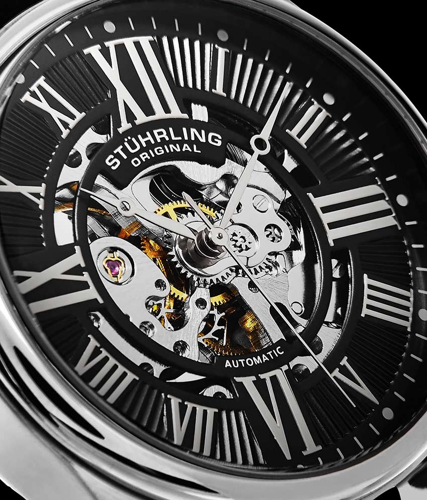 Atrium 4031 Automatic 42mm Skeleton Watch for Men - Luxury Stainless Steel Mechanical Timepiece - Perfect for Business, Formal Events & Everyday Wear