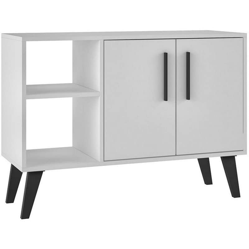 Amsterdam Ultra Modern 4-Shelf Sideboard Cabinet in White - Contemporary Storage Solution for Living Room, Dining Room & Entryway | Manhattan Comfort