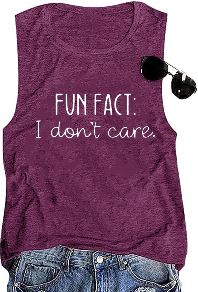 Calvin Fun Fact 'Don't Care' Letter Print Women's Graphic T-Shirt - Funny Saying Tee for Casual Wear & Outfits