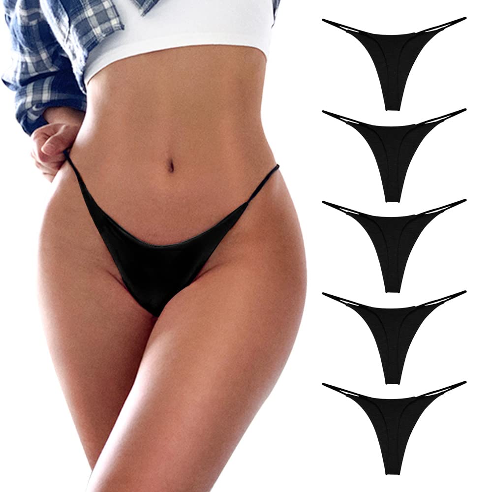 Sexy Women's Thong Underwear 5-Pack - Low Rise G-String Panties with T-Back Design for Everyday Comfort | Perfect Gift for Her, Valentine's Day & Intimate Occasions
