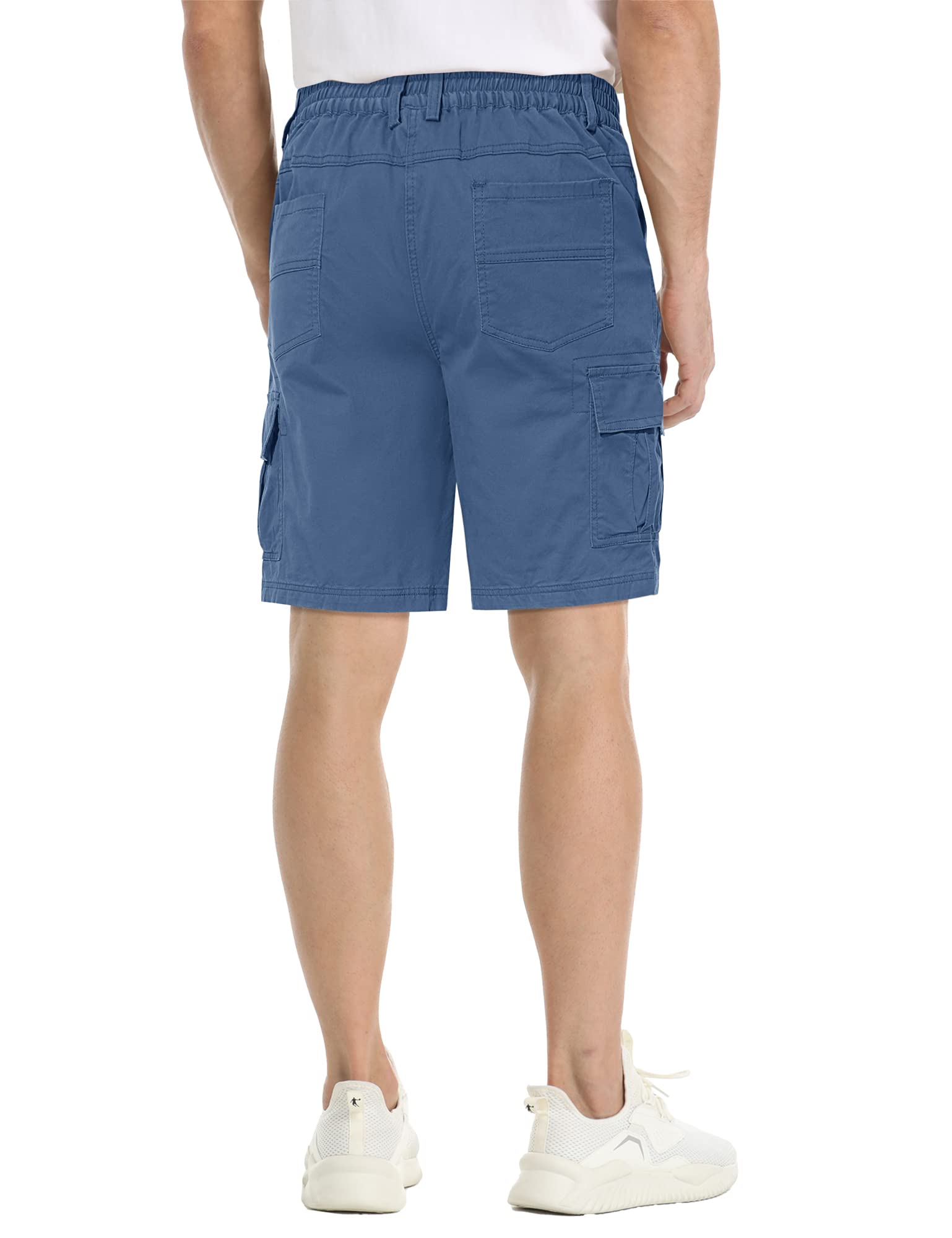 **MAGCOMSEN Men's Cargo Shorts with 6 Pockets - Twill Elastic Above Knee Casual Work Shorts for Outdoor, Hiking & Travel**
