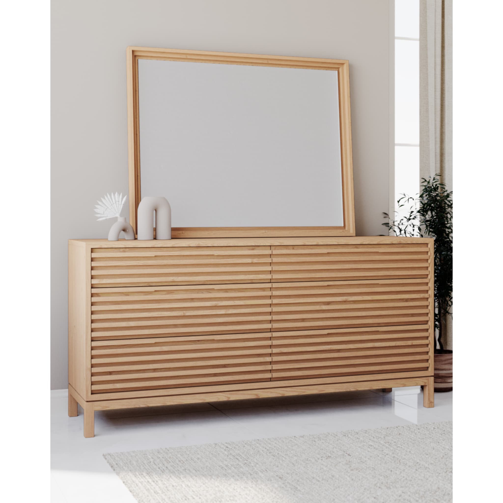 Flaxen Tanner Wall Mirror or Dresser Mirror - Elegant Home Decor for Bedroom, Living Room & Entryway