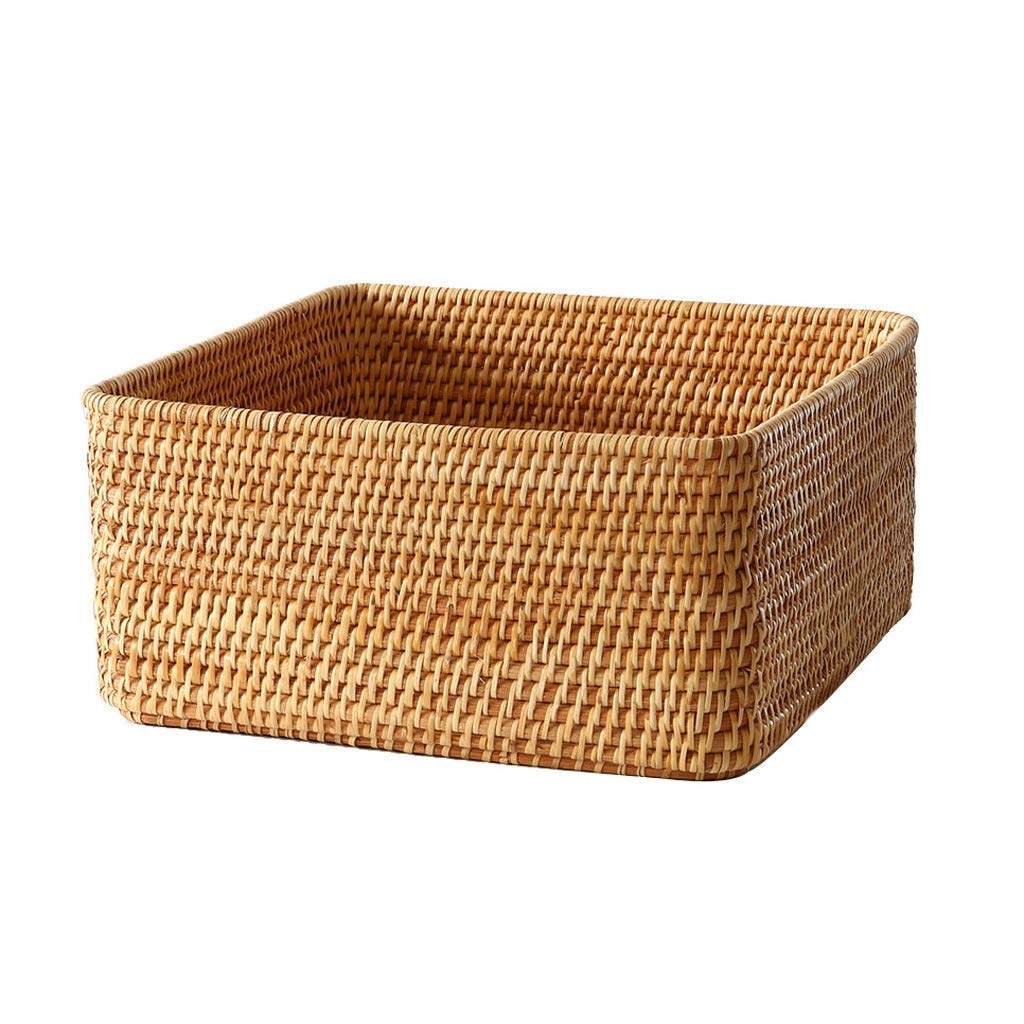 Square Rattan Storage Basket - Organize Toys, Snacks, Magazines & Office Supplies | Eco-Friendly Woven Storage Box for Home, Nursery & Office Decor