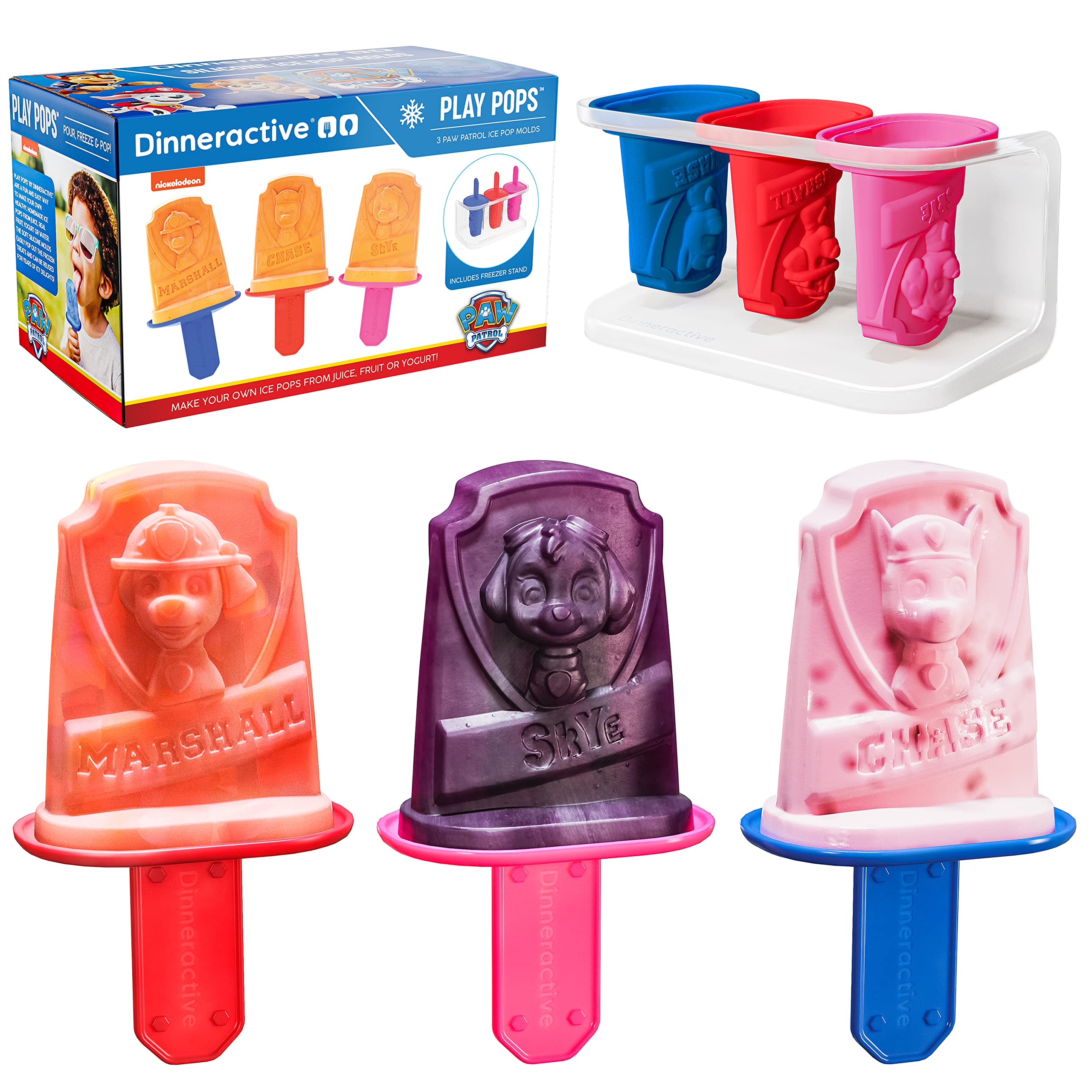 PAW Patrol Popsicle Molds 3-Piece Set - Reusable Silicone Ice Pop Molds for Kids - DIY Frozen Treats for Summer Parties, Snack Time & Birthday Celebrations