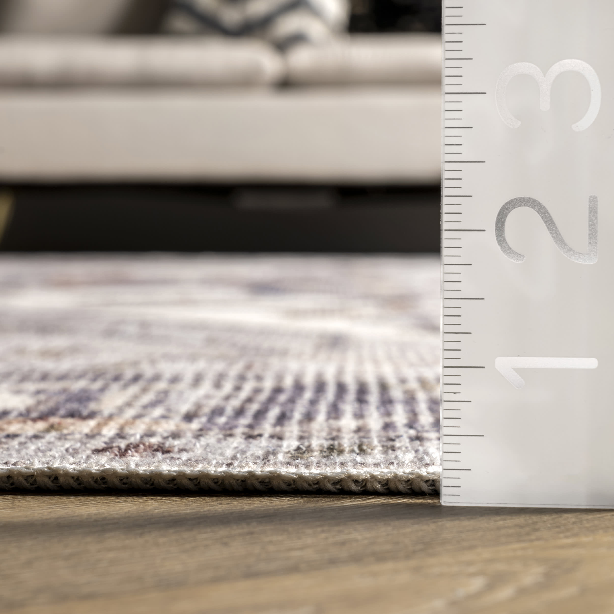 Crystalline Medallion Washable Rug - Soft & Durable Beige Area Rug for Living Room, Bedroom, or Office Decor