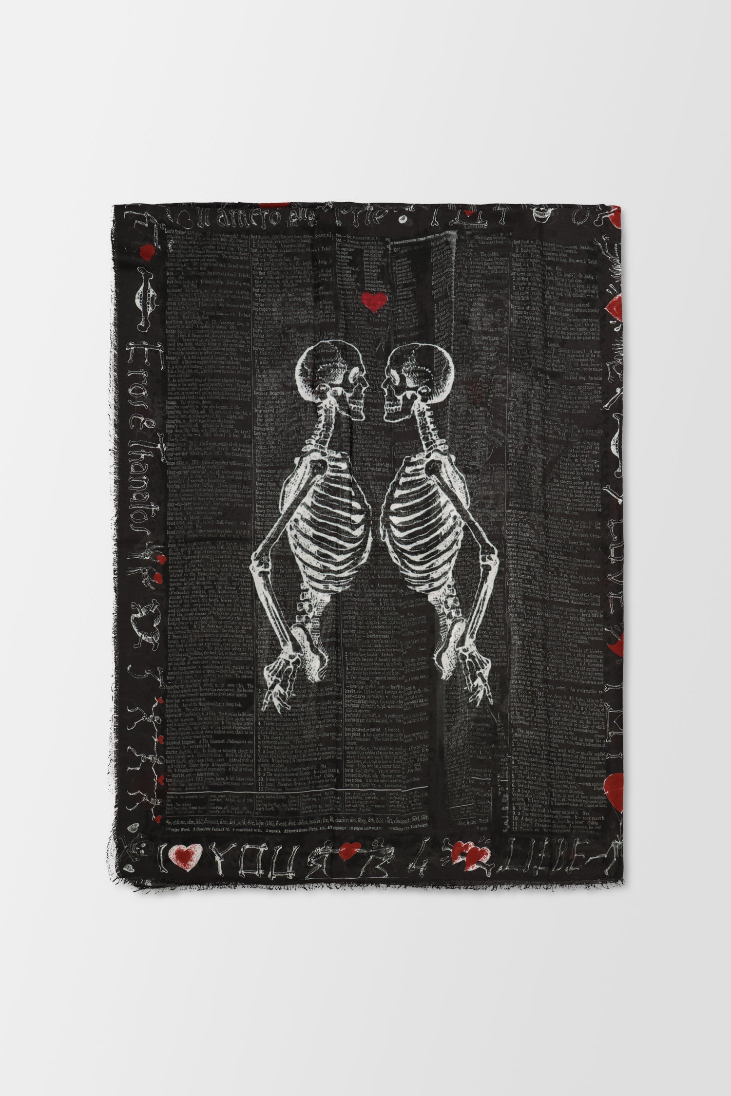 Faliero Sarti Black I Need Love Silk Scarf - Luxury Italian Fashion Accessory for Women, Perfect for Gifts, Parties and Special Occasions