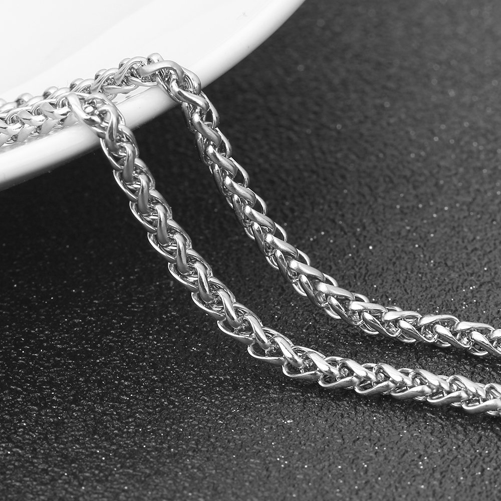 FIZIZDH Stainless Steel Dumbbell Pendant Necklace - 24 Inch Keel Link Chain for Men & Women - Perfect for Gym, Workout & Fitness Enthusiasts