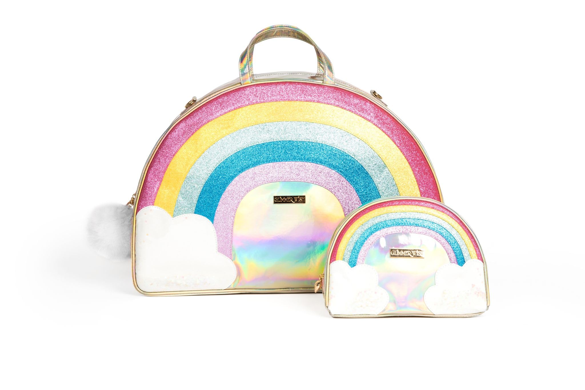 Glimmer Wish Unicorn Rainbow Overnight Bag & Cosmetic Organizer - Waterproof Travel Makeup Bag for Women & Girls - Perfect for School, Gym, Vacation & Sleepovers - Cute Gift Idea for Teens & Tweens