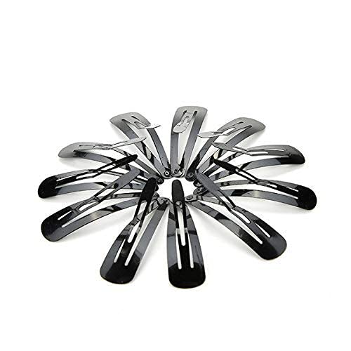 12pcs TIK TAK Black Metal Snap Hair Clips | Hair Barrettes for Styling | Perfect for Ponytails, Braids & Updos (BIG BOX)