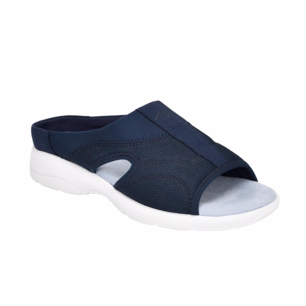 Easy Spirit Women's Tine2 Slip-On Sneakers - Comfortable Lightweight Walking Shoes in Blue, Size M | Perfect for Casual Wear, Travel & Everyday Comfort