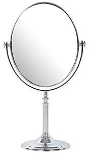 SWAMEY ISHIN Round Wooden Vanity Mirror - Natural Desktop Makeup Mirror with Stand, 1pc - Perfect for Dressing Table, Bedroom, Bathroom & Travel