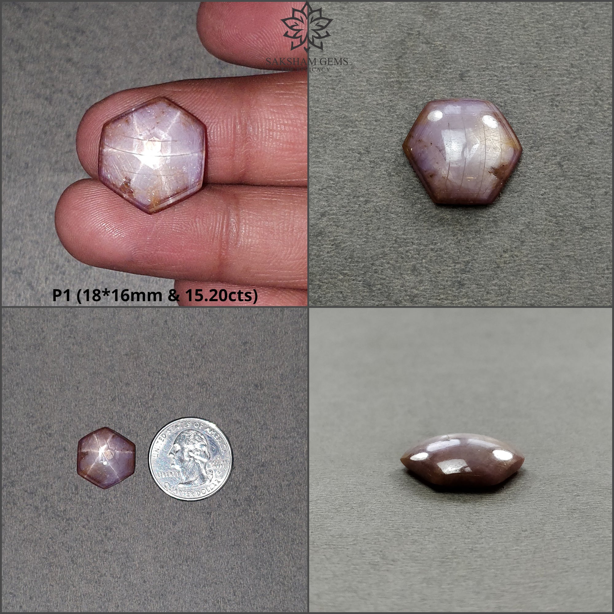 Natural Untreated 6-Ray Star Ruby Cabochon - 15ct & 17ct Milky Hexagon Gemstone for Jewelry Making & Collection | Healing Crystal, Birthstone Gift, Spiritual Stone