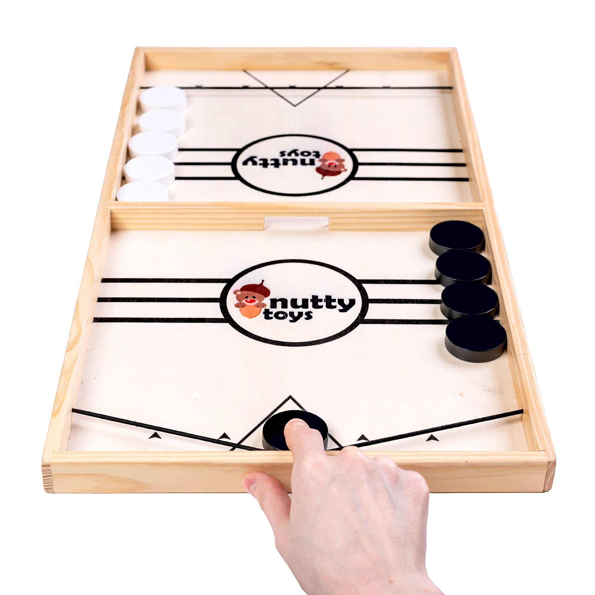 Nutty Toys Sling Puck Family Game XL - Fast Action Tabletop Battle Game for Kids, Teens & Adults - Perfect for Easter Basket Stuffers, Birthday Gifts & Family Game Night Fun