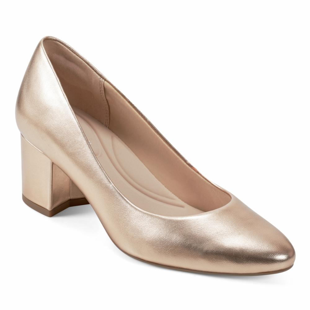 Easy Spirit Women's Cosma Gold M Comfortable Slip-On Walking Shoes - Lightweight & Supportive for Travel, Work & Everyday Wear