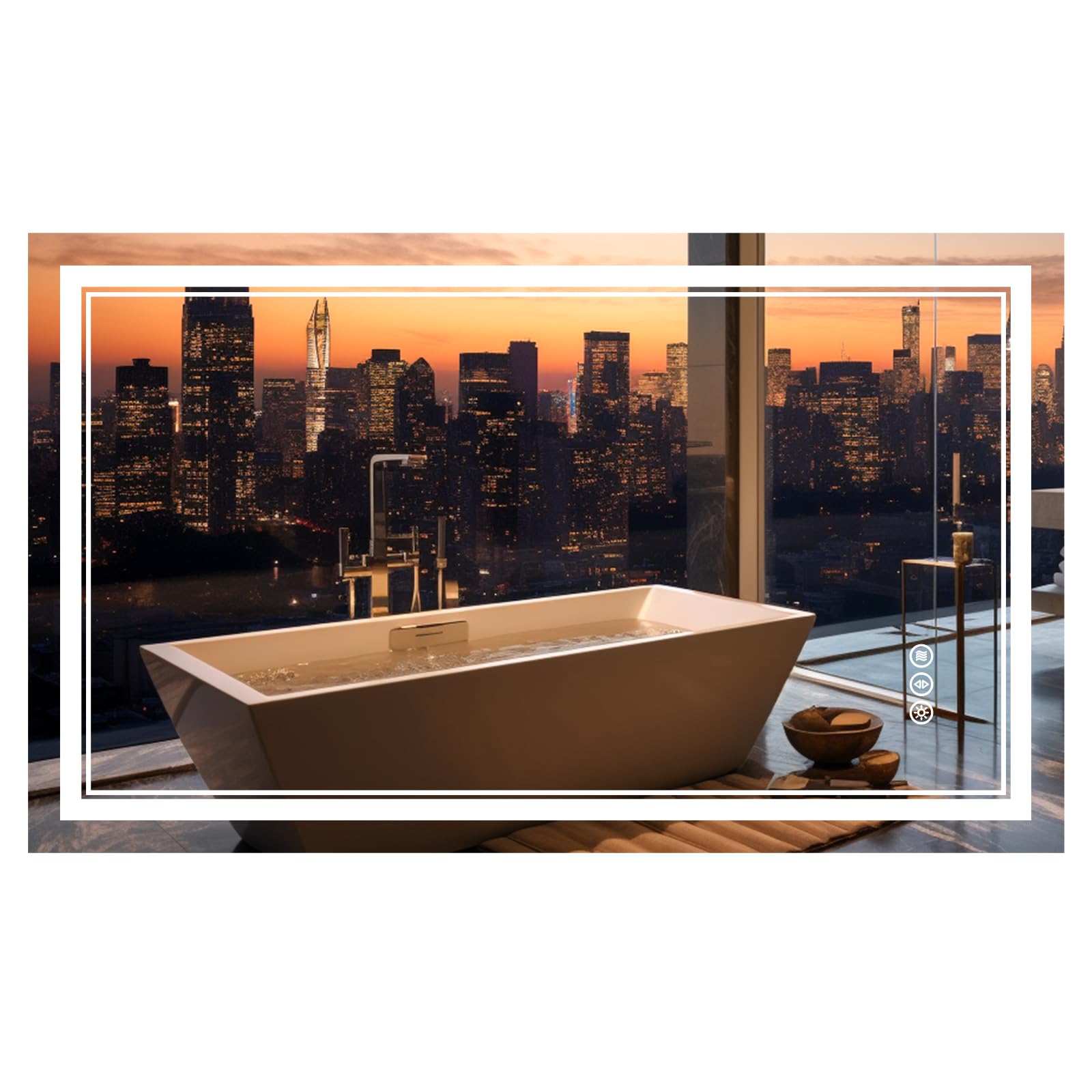 Upgraded 48x36 Inch LED Bathroom Mirror with Front & Backlit - Anti-Fog, Dimmable, Rotatable Vanity Mirror with Acrylic Side & Tempered Glass for Modern Bathrooms - Perfect for Makeup, Shaving & Home Decor