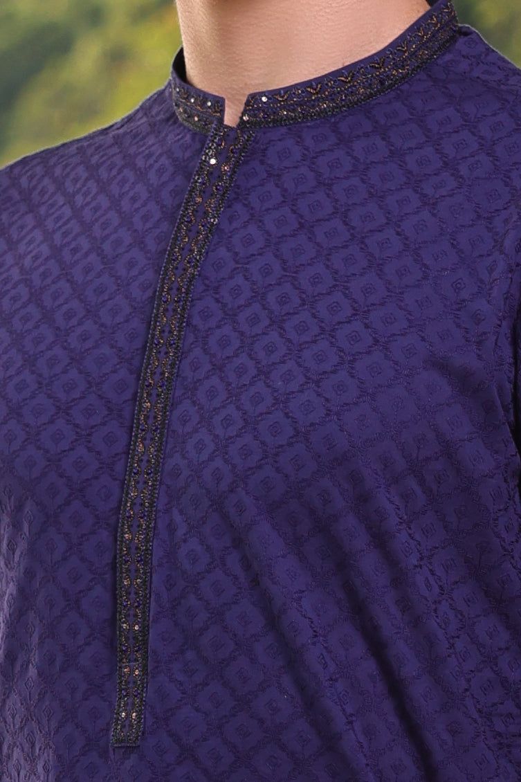 Premium Cotton Blue Kurta by J. Junaid Jamshed - Comfortable Traditional Pakistani Attire for Men, Perfect for Eid, Weddings & Casual Wear