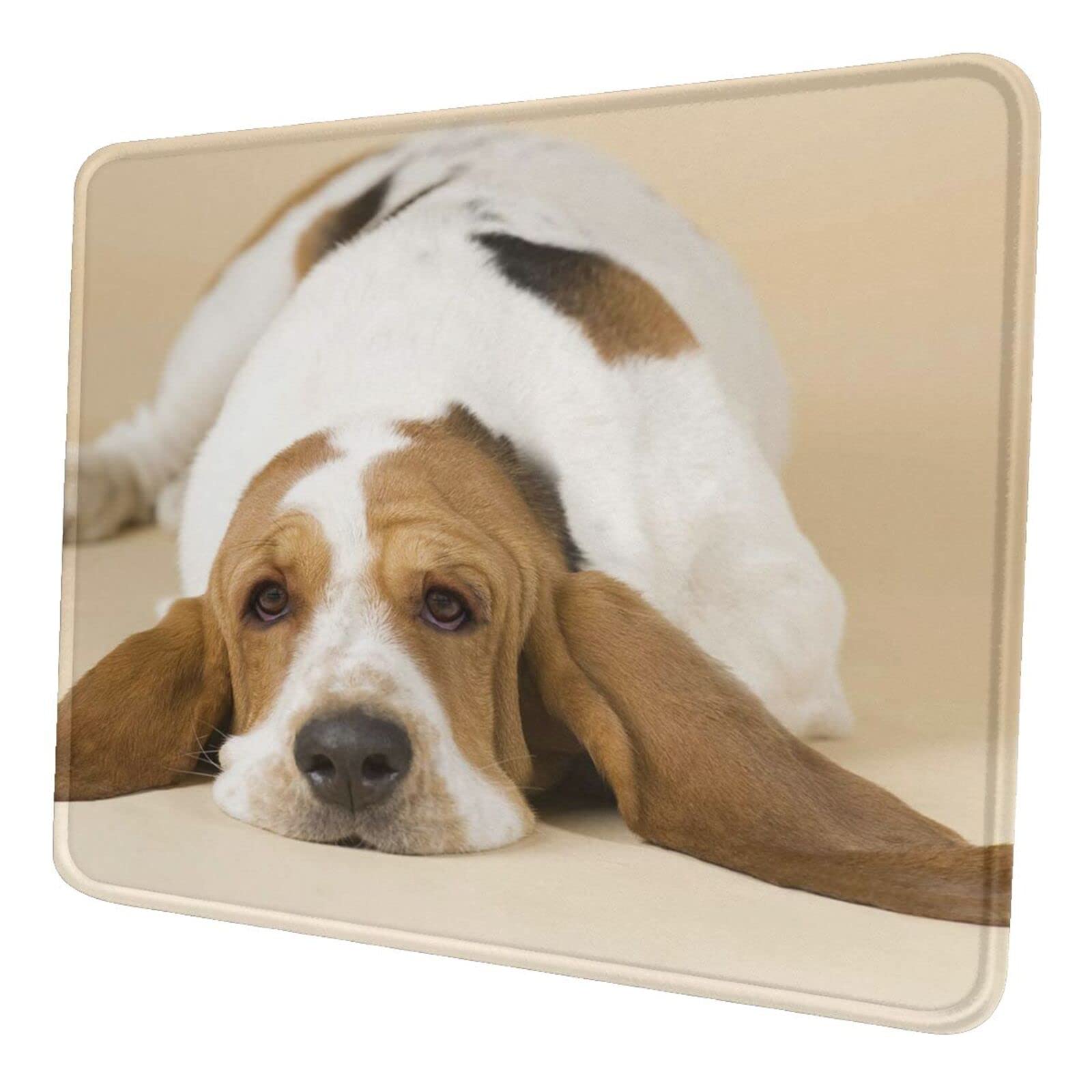 Basset Hound Gaming Mouse Pad - Non-Slip Rubber Base, 7.9 x 9.5 Inch Square Mouse Mat for PC, Laptop & Office Desk - Perfect for Gamers & Work