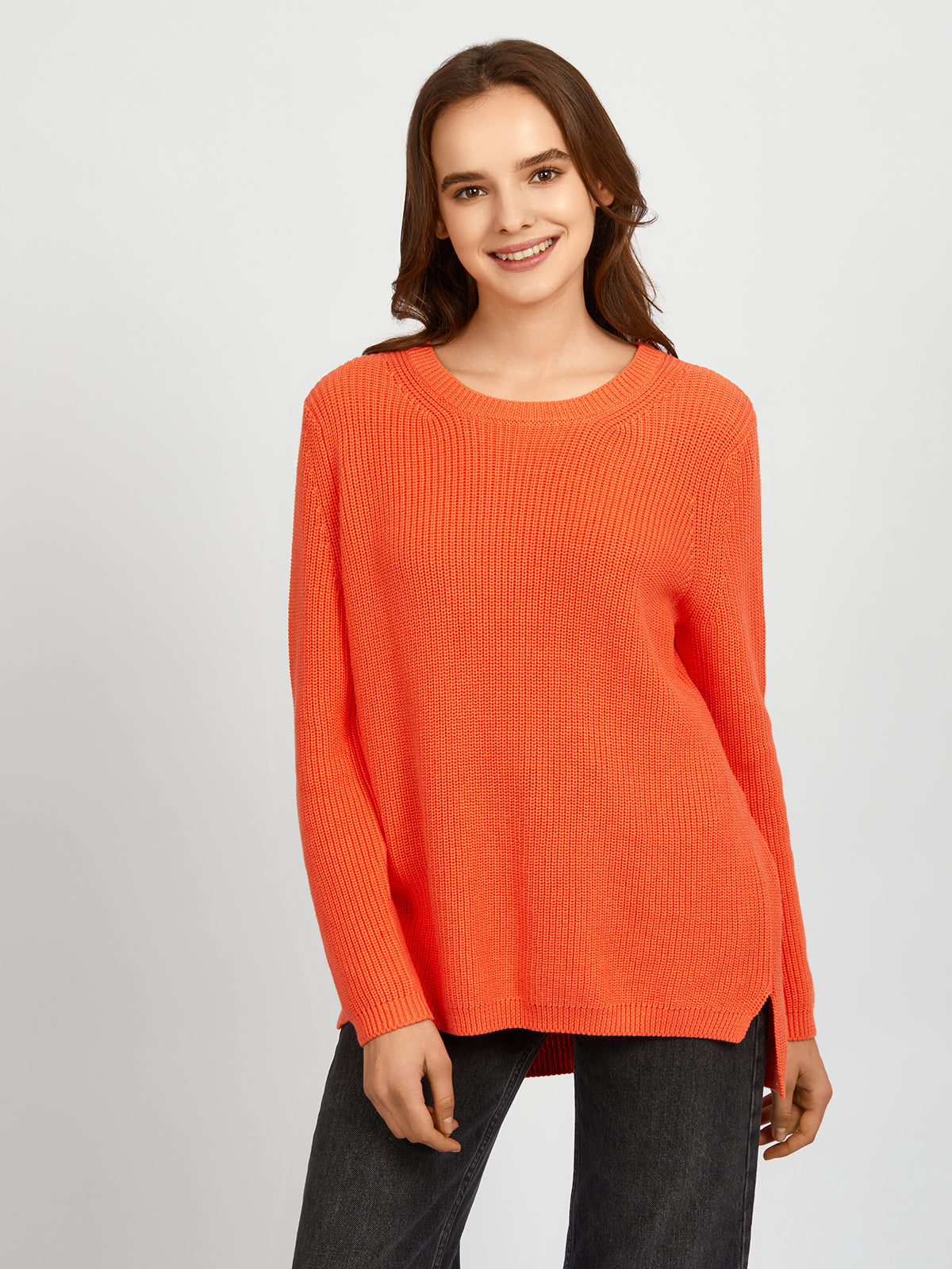 Emma Women's Crewneck Shaker Stitch Cotton Sweater | Soft Casual Knit Pullover | Perfect for Fall Layering & Cozy Winter Outfits