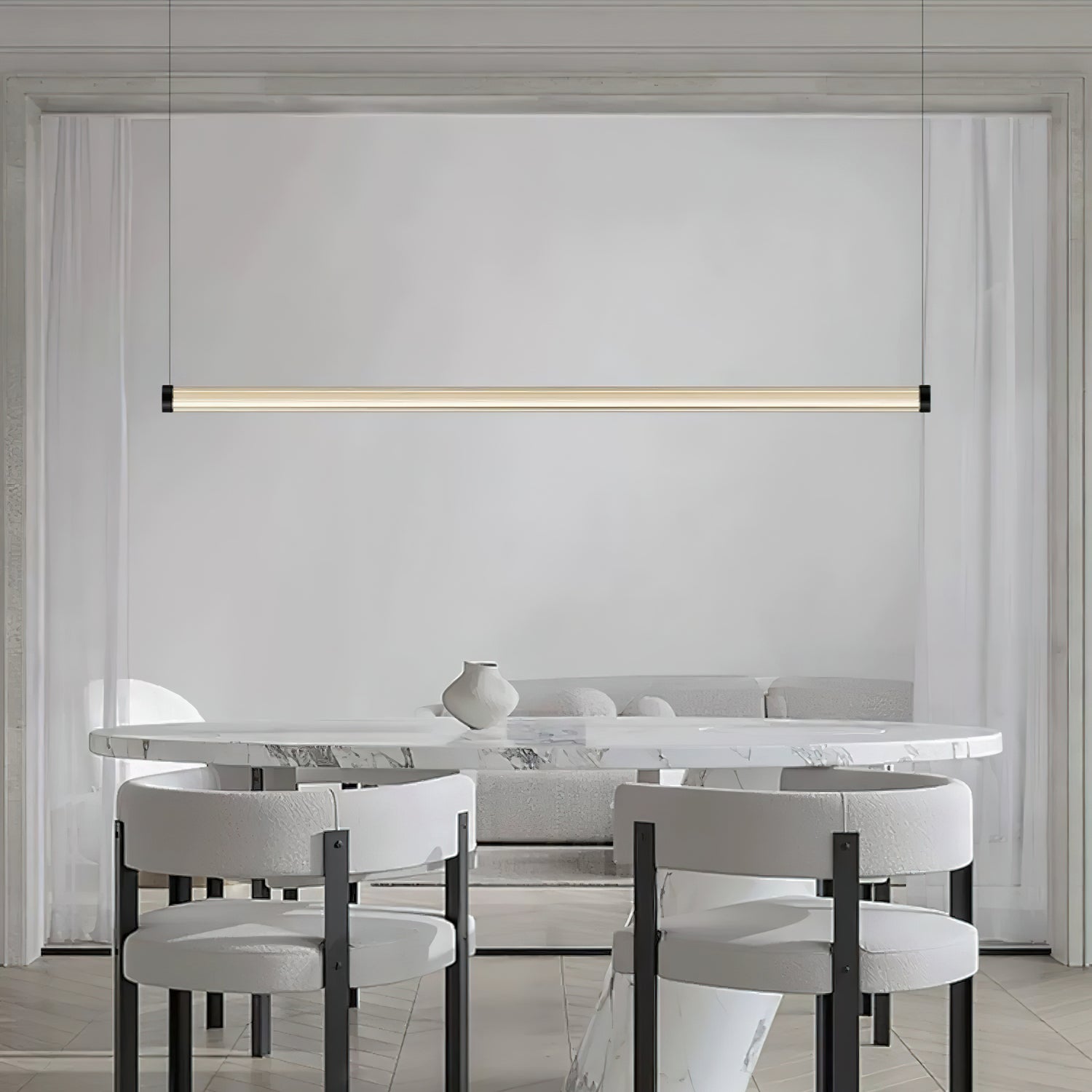 Modern Loreto Linear Pendant Light - Sleek Minimalist LED Lighting Fixture for Kitchen Island, Dining Room & Living Room Ceiling